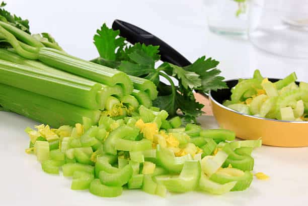 Here is a great video on how to slice celery with a knife with America's Test Kitchen.