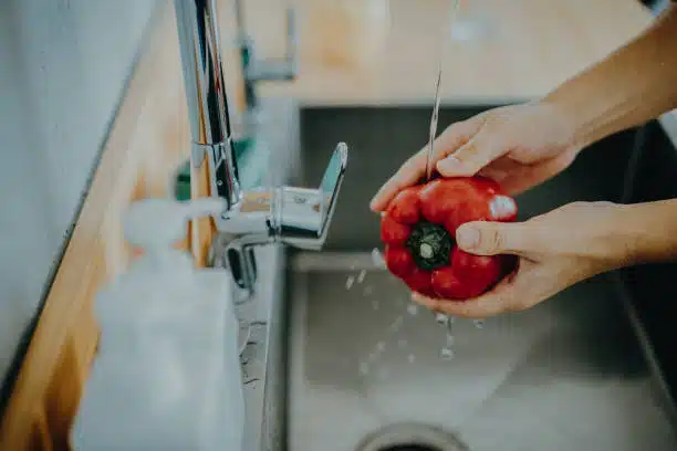 Make sure to wash your bell peppers with Earth's Natural fruit & Vegetable Wash