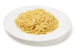 Start with a plate of pasta or your favorite starch for the Farr Better Creamiest Dairy-Free Alfredo Sauce