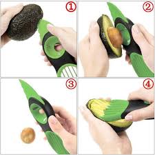 Use our 3-in-1 Avocado Slicer to extract the fruit from the skin and pit.