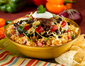 Dress up the Mexican style rice dish with the Black Bean Corn Salza.