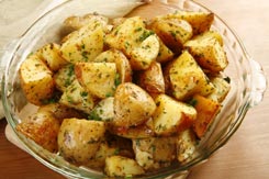 Potatoes cubed as a side dish with the Farr Better Low Carb Veggie Burger