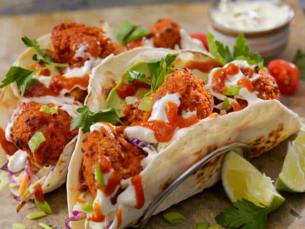 Crispy Baked Buffalo Cauliflower Tacos